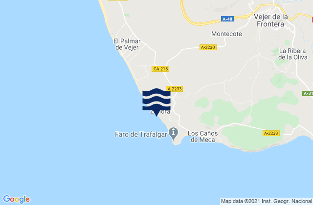 Mappa delle Getijden in Playa de Zahora, Spain
