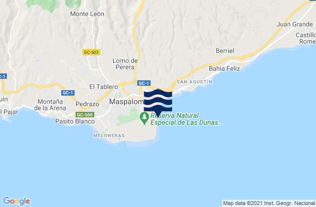 Mappa delle Getijden in Playa del Inglés, Spain