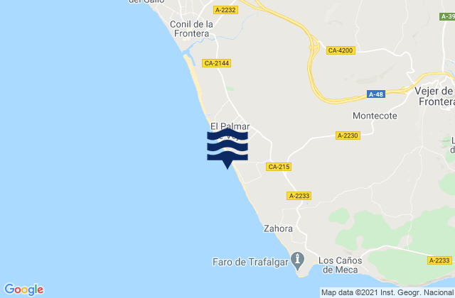 Mappa delle Getijden in Playa el Palmar, Spain