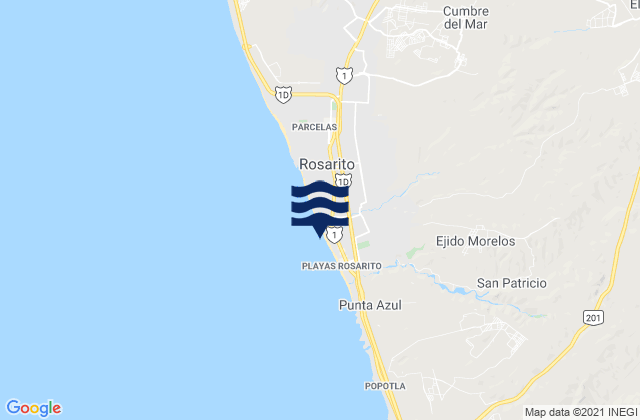 Mappa delle Getijden in Playas Rosarito, Mexico