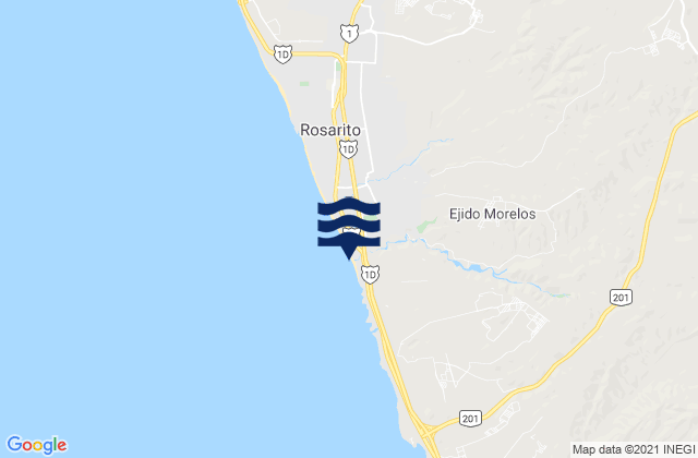 Mappa delle Getijden in Playas de Rosarito, Mexico