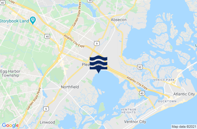 Mappa delle Getijden in Pleasantville Lakes Bay Great Egg Harbor Inlet, United States