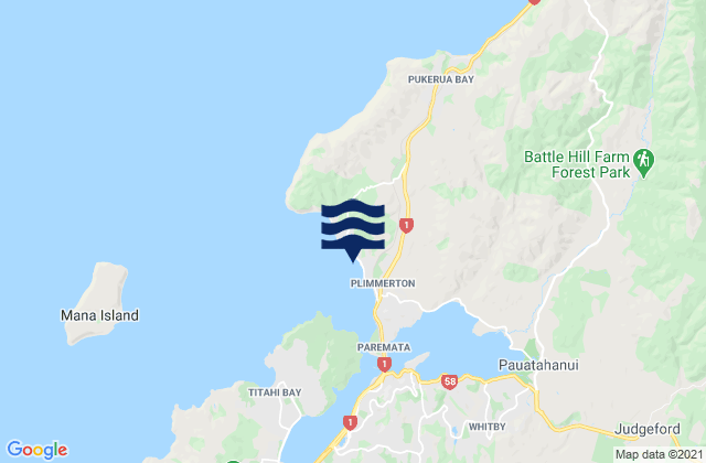Mappa delle Getijden in Plimmerton Beach, New Zealand