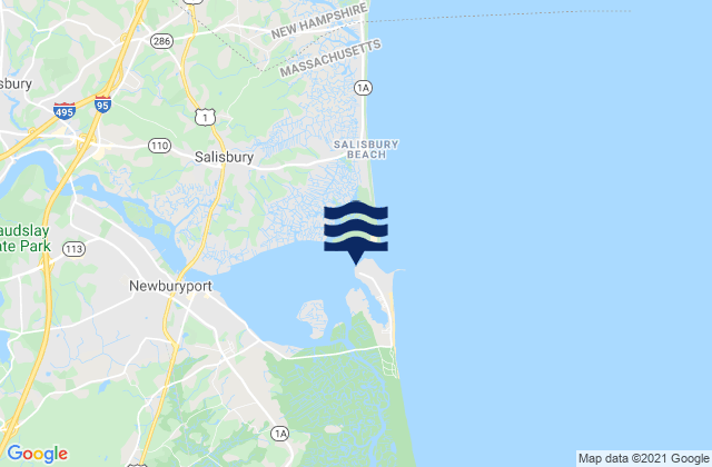 Mappa delle Getijden in Plum Island Merrimack River Entrance, United States