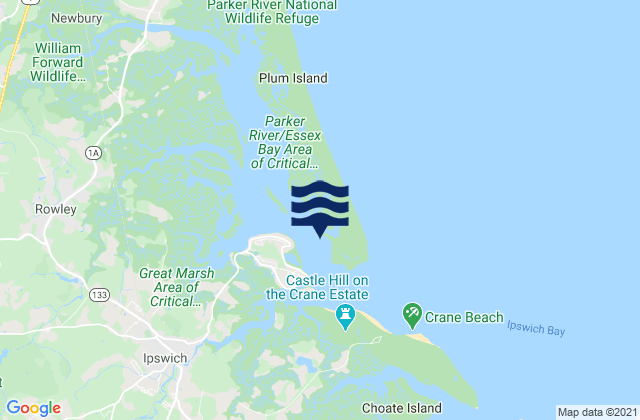 Mappa delle Getijden in Plum Island Sound (south end), United States