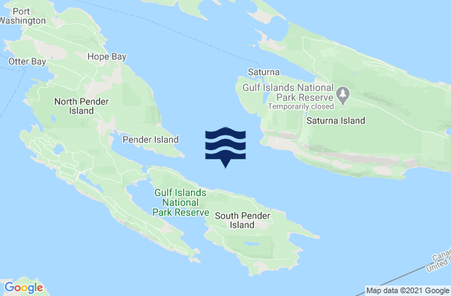 Mappa delle Getijden in Plumper Sound, Canada