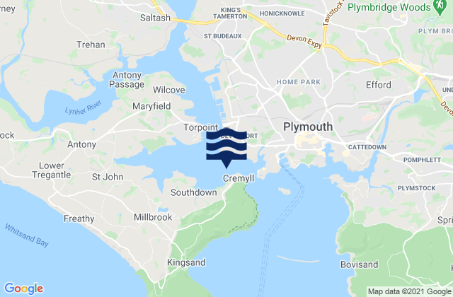Mappa delle Getijden in Plymouth (Devonport), United Kingdom