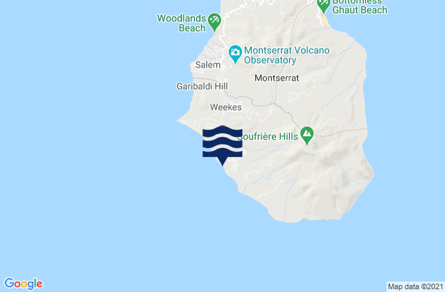 Mappa delle Getijden in Plymouth, Montserrat