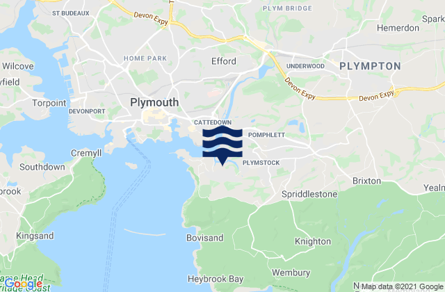 Mappa delle Getijden in Plymstock, United Kingdom
