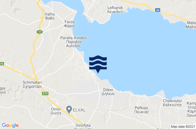 Mappa delle Getijden in Pláka Dílesi, Greece