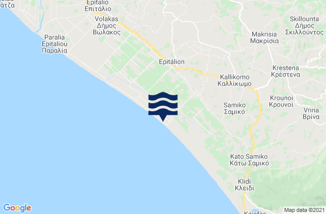 Mappa delle Getijden in Plátanos, Greece
