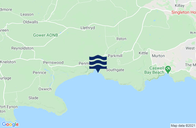 Mappa delle Getijden in Pobbles Beach, United Kingdom
