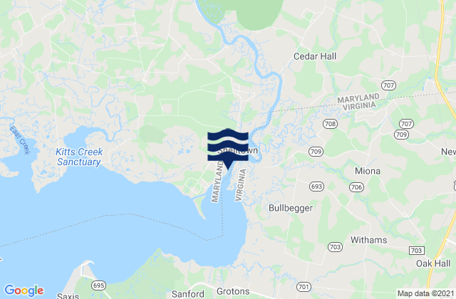 Mappa delle Getijden in Pocomoke R. 0.5 mile below Shelltown, United States