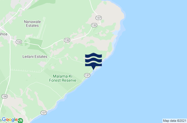 Mappa delle Getijden in Pohoiki Bay, United States