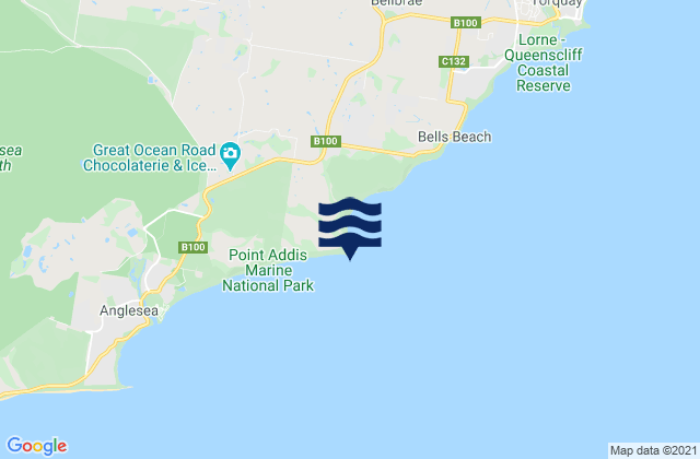 Mappa delle Getijden in Point Addis, Australia
