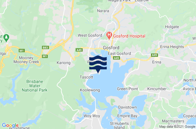 Mappa delle Getijden in Point Clare, Australia