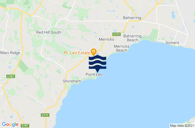 Mappa delle Getijden in Point Leo Beach, Australia