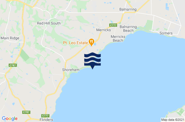 Mappa delle Getijden in Point Leo, Australia