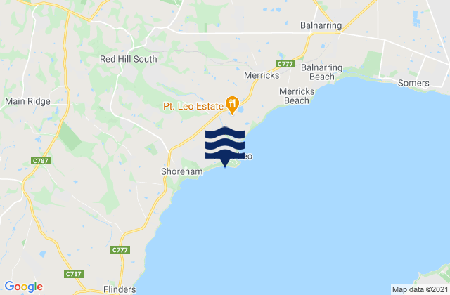 Mappa delle Getijden in Point Leo Surf Beach, Australia