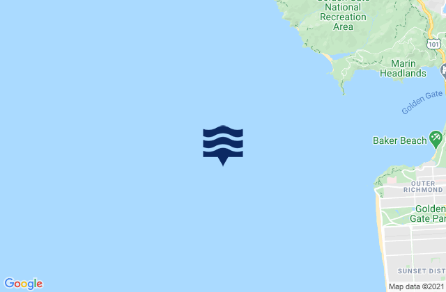 Mappa delle Getijden in Point Lobos 3.73 nmi. W of, United States