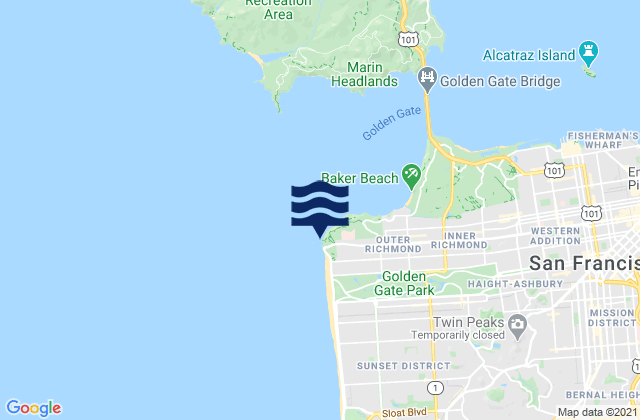 Mappa delle Getijden in Point Lobos, United States