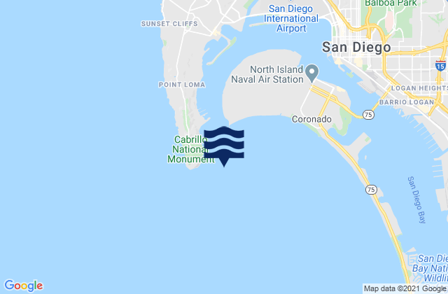 Mappa delle Getijden in Point Loma Light 0.8 nmi. east of, United States