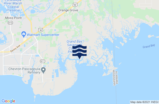 Mappa delle Getijden in Point Of Pines Bayou Cumbest, United States