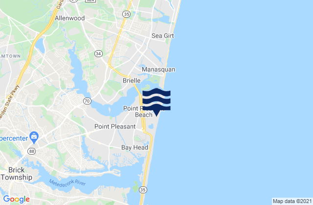 Mappa delle Getijden in Point Pleasant Beach, United States