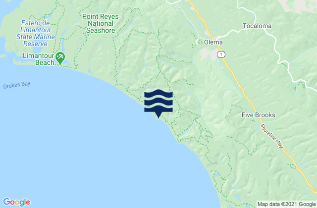Mappa delle Getijden in Point Reyes National Seashore, United States