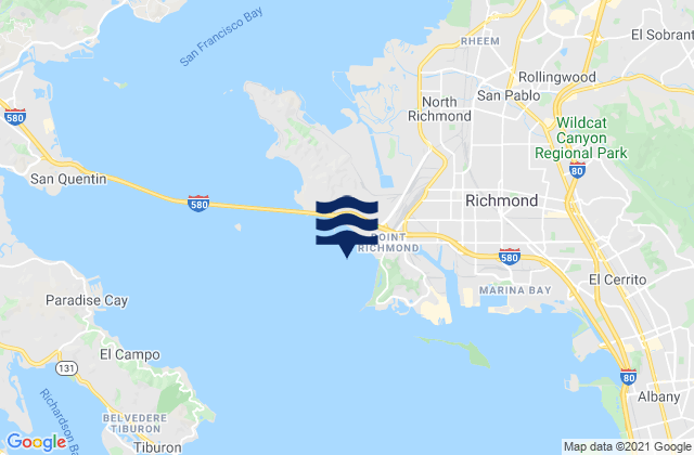 Mappa delle Getijden in Point Richmond 0.8 nmi. NNW of, United States