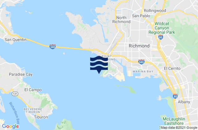 Mappa delle Getijden in Point Richmond, United States