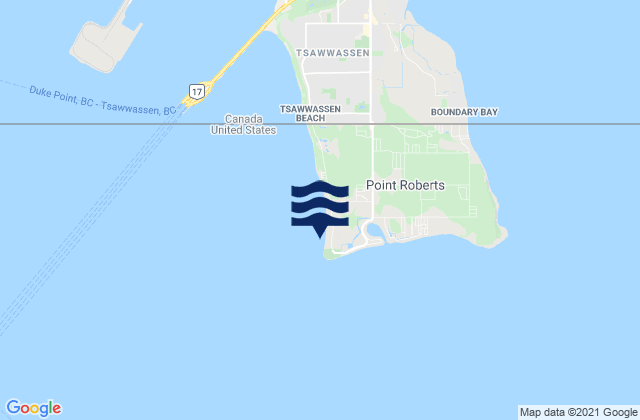 Mappa delle Getijden in Point Roberts Puget Sound, Canada