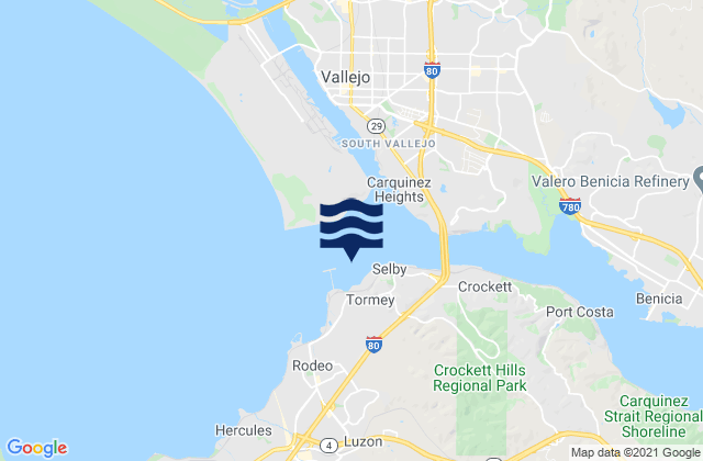 Mappa delle Getijden in Point Sacramento 0.2nm NE of, United States