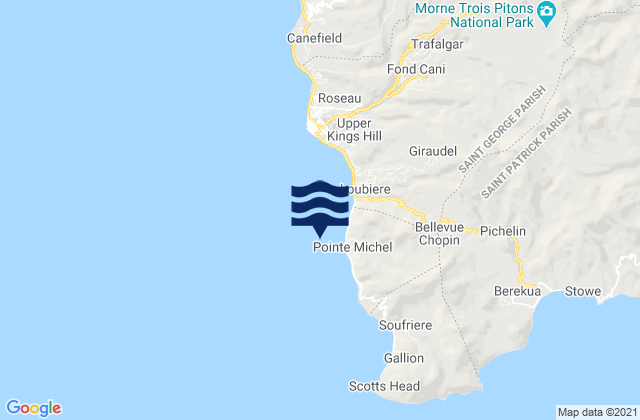 Mappa delle Getijden in Pointe Michel, Dominica