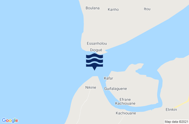 Mappa delle Getijden in Pointe de Diogue, Senegal