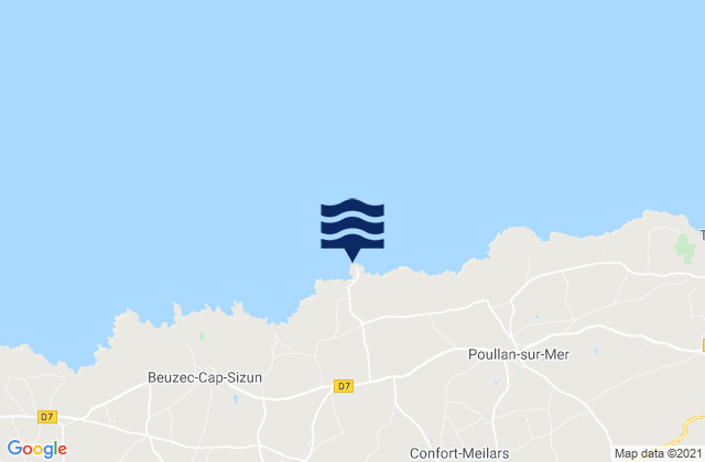 Mappa delle Getijden in Pointe du Milier, France
