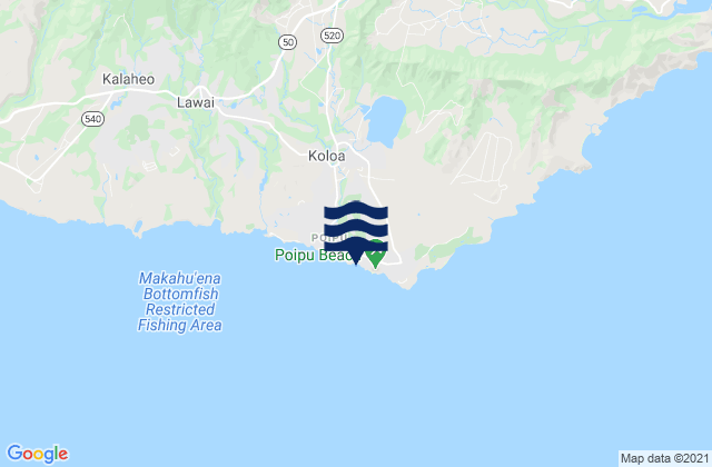 Mappa delle Getijden in Poipu Beach, United States