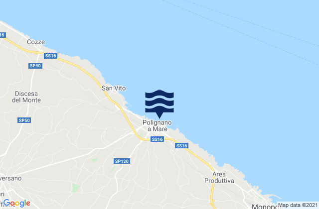 Mappa delle Getijden in Polignano a Mare, Italy