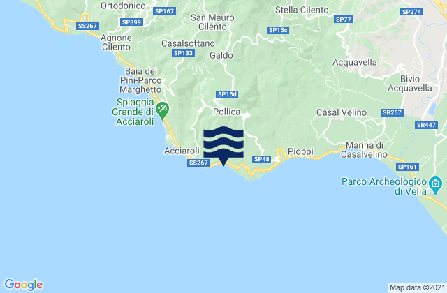 Mappa delle Getijden in Pollica, Italy