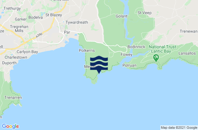 Mappa delle Getijden in Polridmouth Beach, United Kingdom
