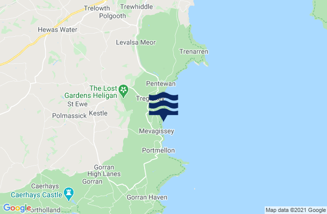Mappa delle Getijden in Polstreath Beach, United Kingdom