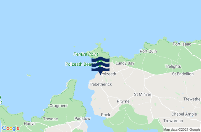 Mappa delle Getijden in Polzeath, United Kingdom
