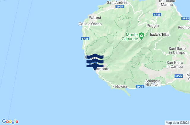 Mappa delle Getijden in Pomonte, Italy