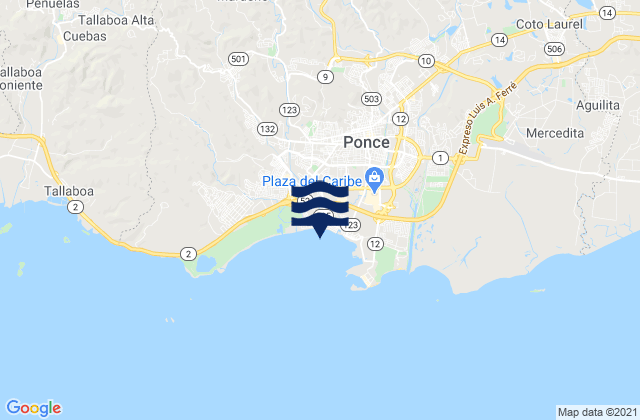 Mappa delle Getijden in Ponce Municipio, Puerto Rico