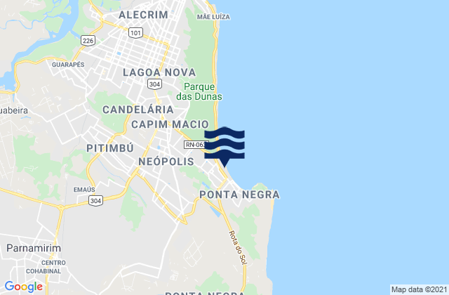 Mappa delle Getijden in Ponta Negra (Quebra Mar), Brazil