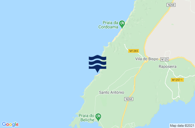 Mappa delle Getijden in Ponta Ruiva, Portugal