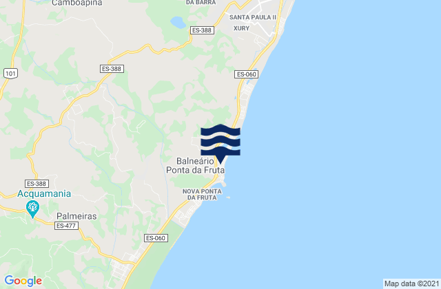 Mappa delle Getijden in Ponta da Fruta, Brazil