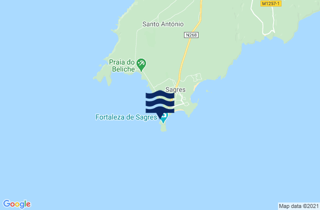 Mappa delle Getijden in Ponta de Sagres, Portugal