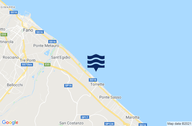 Mappa delle Getijden in Ponte Sasso, Italy