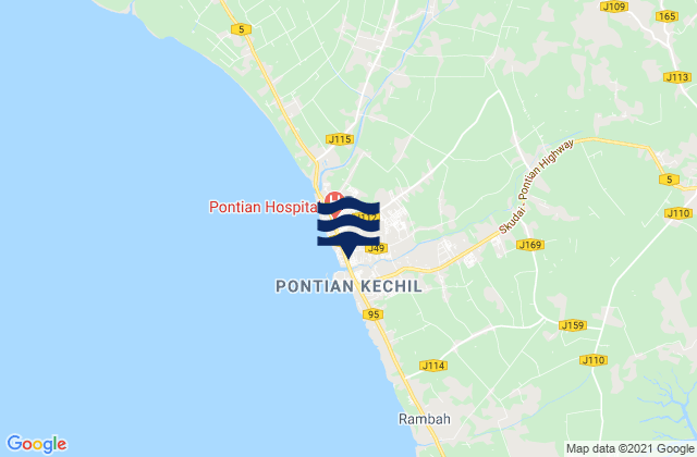 Mappa delle Getijden in Pontian Kechil, Malaysia